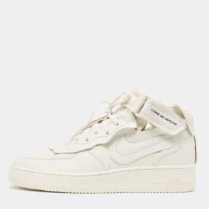 Nike Air Force  White Leather Air Force1 Mid Comme Sneakers Size 42.5