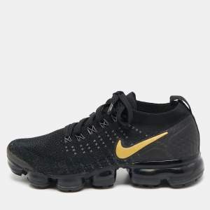 Nike Black Knit Fabric Vapormax Lace Up Sneakers Size 40