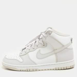 Nike White/ Vast Grey Leather Dunk Retro High Sneakers Size 42