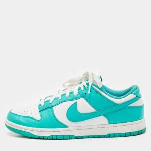 Nike Green/White Leather Dunk Low 'University Blue Sneakers Size 45.5