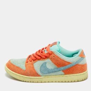 Pre Owned Nike Multicolor Suede SB Dunk Noise Aqua Low Top Sneakers Size 42.5