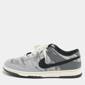 Pre Owned Nike Dunk SE Copy Paste Size 46 Grey Knit Fabric and Leather Low Top Sneakers