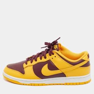 Pre Owned Nike Dunk Arizona State Size 45 Yellow/Burgundy Leather Low Top Sneakers