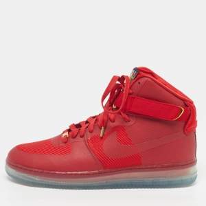 Pre Owned Nike Air Force 1 Cmft Lux University Red Size 47.5 Red Fabric Lace Up Sneakers