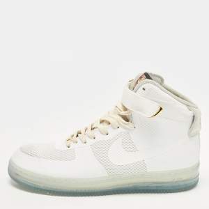 Pre Owned Nike Air Force 1 CMFT Lux White Size 47.5 White Fabric Lace Up Sneakers