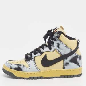 Pre Owned Nike Dunk 1985 Black Acid Wash Size 38 Multicolor Leather High Top Sneakers