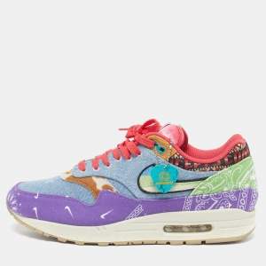 Pre Owned Nike Air Max 1 SP Concepts Far Out Size 45.5 Multicolor Canvas and Denim Low Top Sneakers