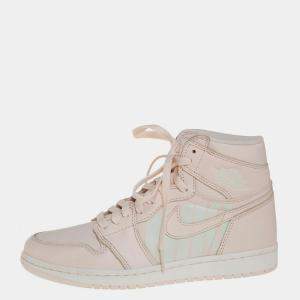 Nike x Jordan Beige Leather And Nylon OG Guava Ice Air Jordan 1 Retro High Top Sneakers Size 41