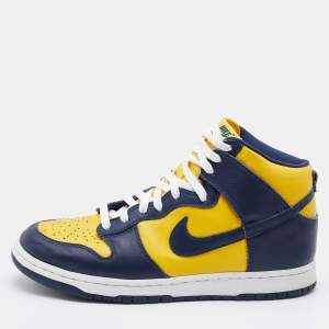 Nike Blue/Yellow Leather Dunk Michigan High Top Sneakers Size 45