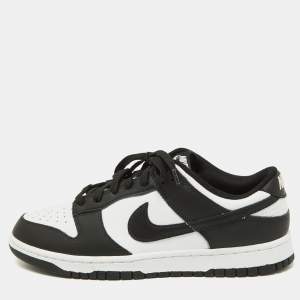 Nike Black/White Leather Dunk Low Top Sneakers Size 45