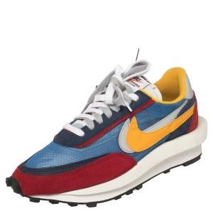Nike x Sacai Multicolor Mesh And Suede Vaporwaffle Low Top Sneakers Size 40.5