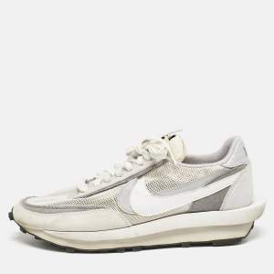 Nike x Sacai Grey/White  Mesh And Suede Vaporwaffle Low Top Sneakers Size 46