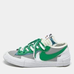Pre Owned Nike x Sacai Blazer Medium Grey Classic Green Size 45 Multicolor Leather Low Top Sneakers