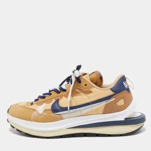 Nike x Sacai Tricolor Leather and Fabric VaporWaffle Sesame Blue Void Sneakers Size 42