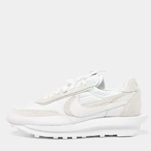 Nike x Sacai White Suede,Leather and Nylon LD Waffle Sneakers Size 46