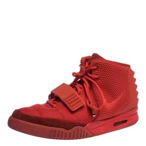 Nike Air Yeezy Red Suede, Nylon And Rubber October High Top Sneakers Size 44