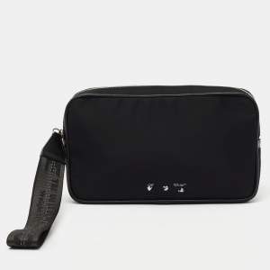 Off-White Black Nylon Logo Print Wristlet Clutch