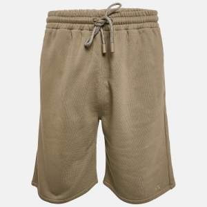 Off-White Khaki Green Cotton Knit Shorts S