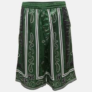 Off-White Green Bandana Print Satin Bermuda Shorts M