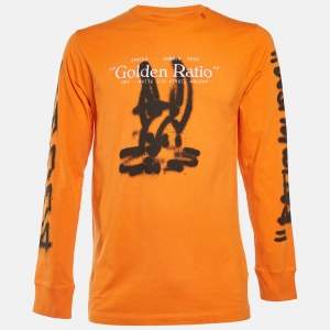 مملوكة مسبقًا Off-White Orange Golden Ratio Cotton Long Sleeve T-Shirt M