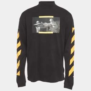 Pre Owned Off-White Black Caravaggio Painting Cotton Mock Neck Long Sleeve T-Shirt XS 