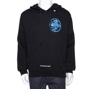 Pre Owned Off White Black 3D Crossed Off Printed Cotton Hooded Sweatshirt L
