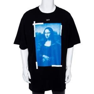 Off-White Black Monalisa Printed Cotton Short Sleeve T-Shirt XL