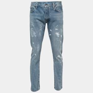 Off-White Blue Paint Splattered Denim Jeans L Waist 34"