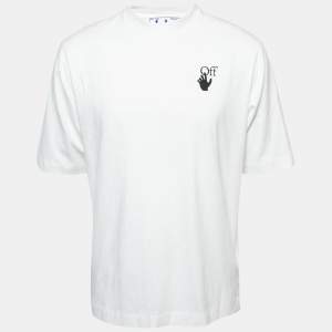 Off-White White Hands Off Logo Print Cotton Crew Neck T-Shirt M