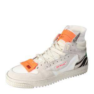 Off White Mix Media High Top Sneakers Size  40