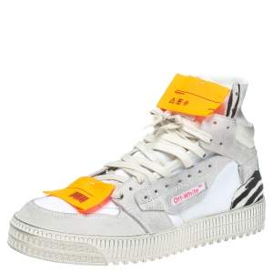 Off-White Tricolor Suede Leather And Canvas Off Court High Top Sneakers Size 41