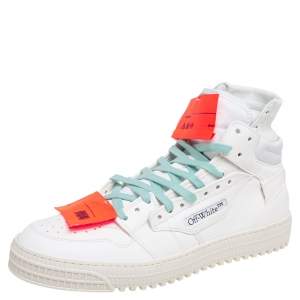 Off-White Cream/Orange Leather Off-Court 3.0 High Top Sneakers Size 43