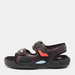 Off-White Black/Brown Leather And Fabric Virgil Abloh Sandals Size 42