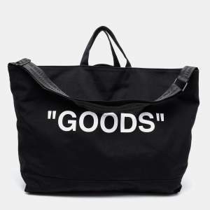 Off-White Black Canvas "Goods" Quote Tote