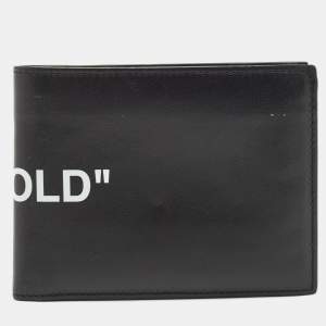 Off White Black Leather Bifold Wallet 