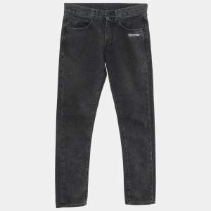 Off-White Black Washed Printed Denim Jeans S Waist 31"