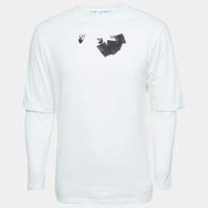 Off-White White Printed Full Sleeve T-Shirt XS