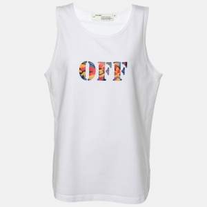 Off-White White Cotton Logo Print Vest XL