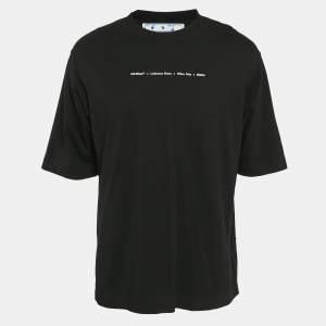 Off-White Black Arrow Painted Cotton Jersey Crew Neck T-Shirt L 