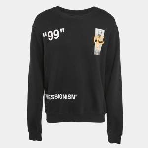 Off-White Black Impressionism Print Cotton Knit Sweatshirt XL