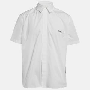 Off-White White Big Checks Print Cotton Short Sleeve Shirt L