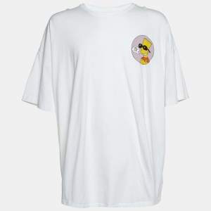 Off-White White Bart Public Enemy Print Cotton Crew Neck T-Shirt M