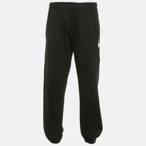 Off-White Black Logo Print Cotton Knit Track Pants XL
