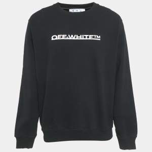 Off-White Black Logo Print Cotton Sweatshirt L