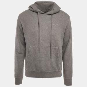 Off-White Grey Arrow Embroidered Cotton Hooded Sweatshirt M