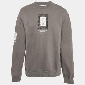 Off-White Grey Paint Mirror Print Cotton Sweatshirt XXL