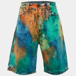 Off-White Multicolor Painted Denim Shorts M/Waist 34"