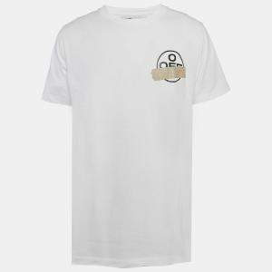 Off-White Logo Print Cotton Crew Neck T-Shirt L