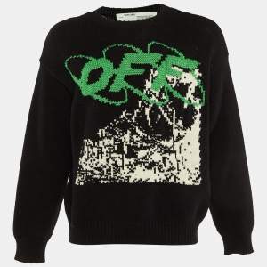 Off-White Tri Color Knit Wool Crew Neck Sweater S