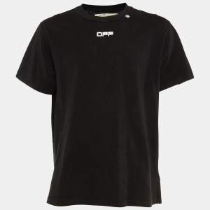 Off-White Black Caravaggio Print Cotton Crew Neck T-Shirt XS